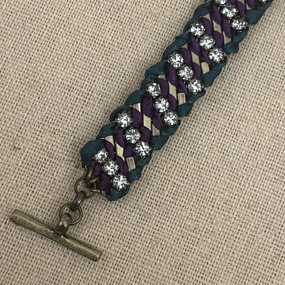 Crystal Studded Ribbon Chain Bracelet - Picture 2 of 6